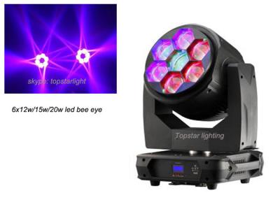 China High Power 6x12W/15w Rgbw 4 in1 mini Bee Eye Led Moving Head Light Dmx Zoom for sale