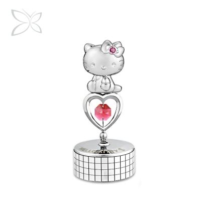 China Hello Kitty Crystocraft Christmas Gift decorated shiny cut crystals Hello Kitty Rotating Music Box for sale