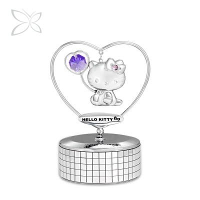 China Hello Kitty Crystocraft Chrome Plated Christmas gift decorated with shiny cut crystals Hello Kitty music box for sale