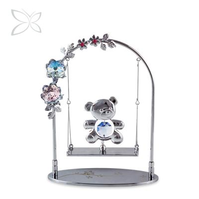 China Europe Crystocraft Metal Figurine Flowers Dangle With Everlasting Eternal Love Cut Shining Teddy Bear Rose Of Crystals Forever for sale