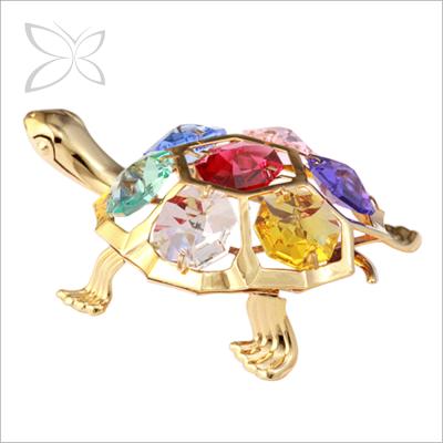 China Europe Crystocraft Gold Plated Metal Turtle Figurine Decorated With Brilliant Cut Crystals Home Decor for sale