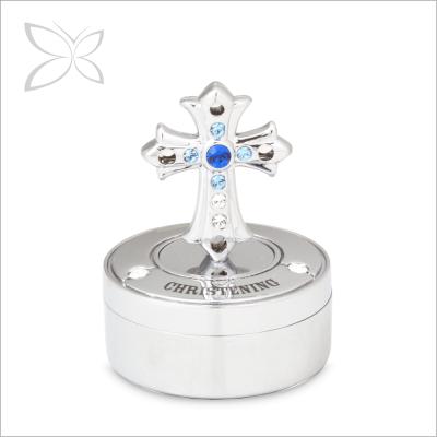 China Hot Selling Custom Printing Crystocraft Chrome Plated Crystals Cross Decorated With Shiny Cut Crystals Keepsake Box for sale