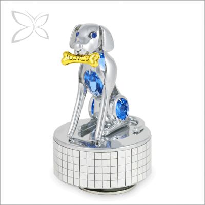 China Fancy Collectible Metal Chrome Plated Metal Crank Music Box for sale