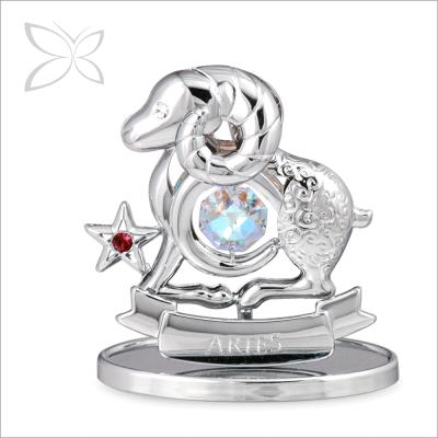 China Europe Crystocraft High Quality Chrome Plated Crystal Aries Zodiac Sign Figurine With Shiny Cut Crystals for sale