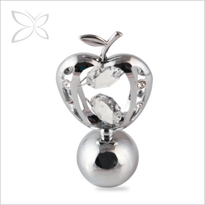 China Wedding decoration & Crystocraft Gift Personalize Cute Chrome Plated Crystal Apple Figurine Paper Weight Wedding Favor for sale