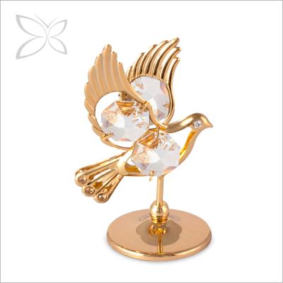 China Crystocraft Rose Gold Plated Crystal Love Dove Figurine Metal Wedding Favor Special 4 x 5.9 cm for sale