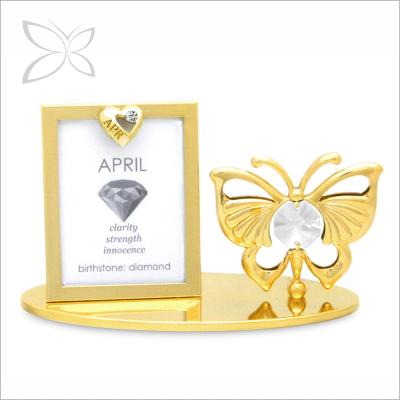 China Popular Shiny Gold Plated Metal April Birthday Metal Photo Frame for sale