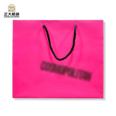 China Eco - Friendly Reusable Shopping Paper Bag With Braided Cotton Rope Handle for sale