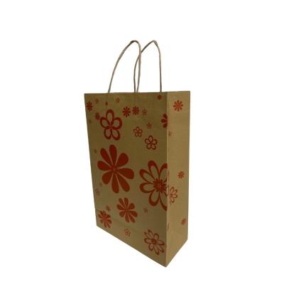 China Eco-friendly Wholesale Custom Printed Logo Brown Craft Shopping Bag for sale