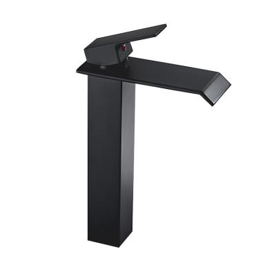 China Matte Black Chrome Washroom Basin Mixer Taps Waterfall Faucet Basin Faucets For Bathroom Torneiras De Banheiro for sale