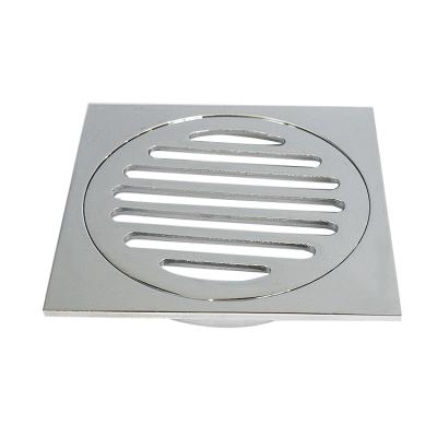 China Modern High Quality Anti Smell Brass Hair Catcher Square Chrome Plated Silver Shower Drain For Bathroom for sale