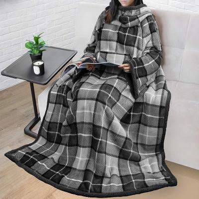 China PORTABLE Warm Premium Sherpa Fleece Blanket With Sleeves For Adult Women Men, Comfortable Soft Thick Sleeved Wearable Blanket Throw And Super Warm for sale