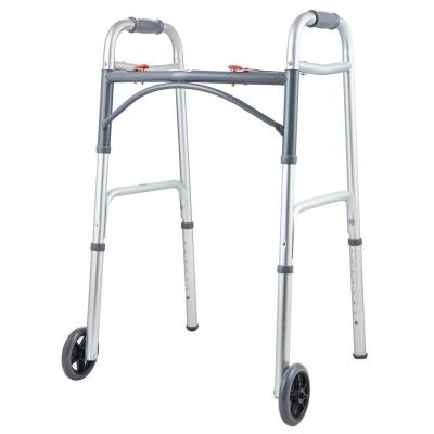 China Bliss Front Wheeled Folding Walker Lightweight with 2 Button Height Adjustable Elderly Walking Aids for Disabled for sale