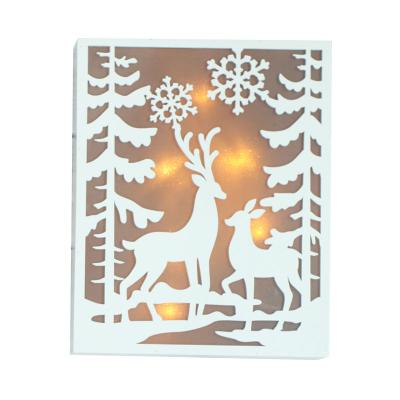 China Eco-friendly 3D LED Christmas Wood Stand Eco-friendly Hanging Home Decoration With LED Light for sale