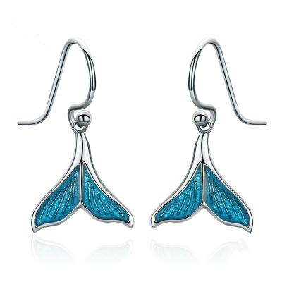 China Fashionable European and American s925 silver personalized mermaid tail earrings simple and fashionable hook earrings for sale