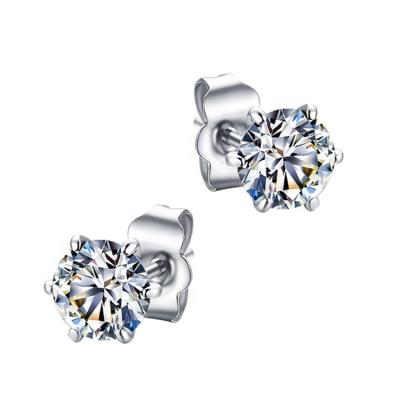 China Simple S925 Sterling Silver Mozambique Diamond Classic six-claw FASHION stud earrings for sale