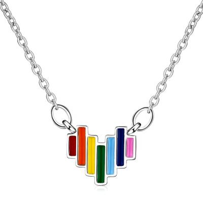 China Wholesale FASHIONABLE Heart Shape Rainbow Design 2021 Necklace Pendant Online for sale