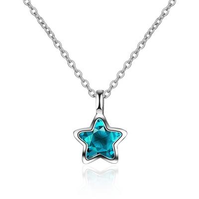 China Lovely Student Clavicle Star Alloy Blue Star Pendant Necklace FASHIONABLE Cute Five-pointed Chain For Girls for sale