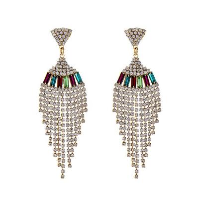 China FASHIONABLE New Product Exaggerated Full Diamond Claw Chain Luxury Tassel Earrings Shape Hippie Explosion Earrings Jewelry for sale