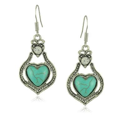 China Retro Ethnic Tibetan Silver Ethnic Jewelry Turquoise Silver Earrings Water Drop Earrings Blue Turquoise Earrings for sale