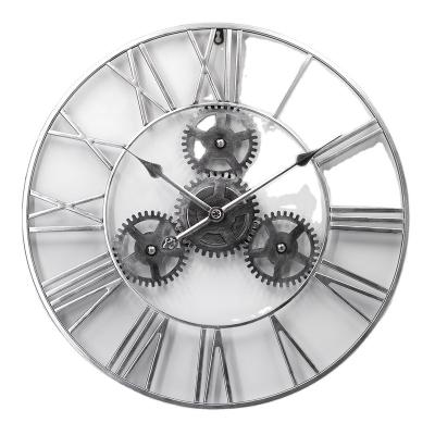 China Antique Style Living Room Metal Non-ticking Modern Hollow Wall Clock for sale