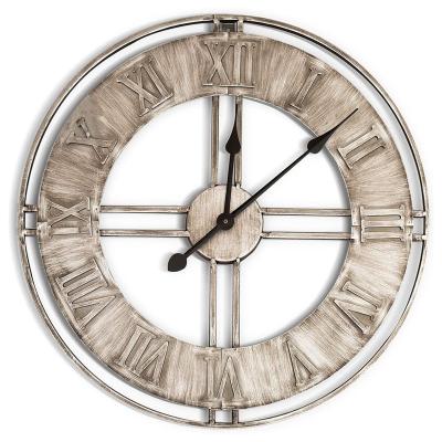 China Antique Silent Silent Battery Operated Vintage Indoor Vintage Movement Style Wall Clock Dials Metal Large Clock Faces Metal for sale