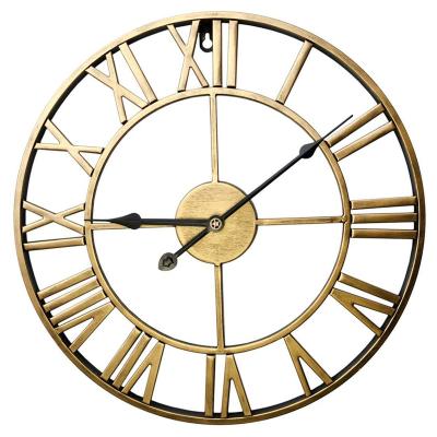 China Antique Silent Battery Operated Decor Vintage Indoor Vintage Motion Style Large Metal Wall Hanging Clock for sale