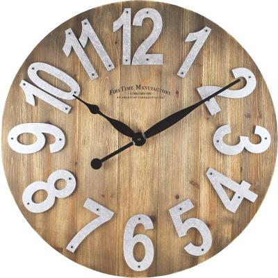 China Antique Silent Battery Operated Vintage Indoor Vintage Movement Style Wooden Wall Clock 90cm for sale