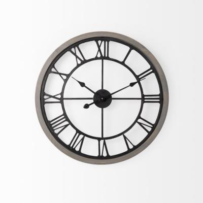 China 24inch Open Farmhouse Indoor Decor Large Non Ticking Traditional Dia Quartz Round Battery Operated Silent Raw Clocks Wall for sale