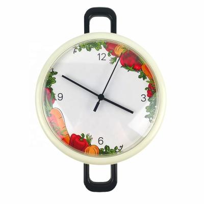 China BRIEF Factory Directly Customized Creative Unique Design Plastic Casserole 10 Inch Wall Clock For Kitchen Home Decoration for sale