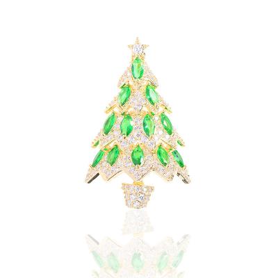 China Jewelry Decoration ZHIWEI gift high-grade micro-set zirconia Christmas tree pendant brooch coat cardigan shawl button personalized suit decoration for sale