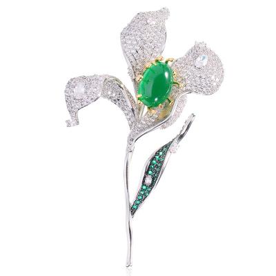 China Jewelry Decoration ZHIWEI bouquet of plants heavy texture white magnolia brooch micro-set zirconia suit accessories flowers female corsage pin for for sale