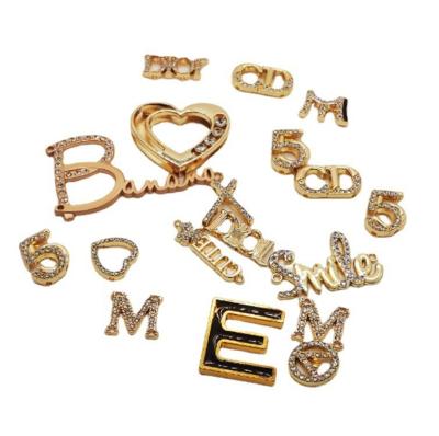 China Free Custom Fashion Metal Zinc Alloy Accessories High Quality Eco-friendly Logo With Rhinestone for sale