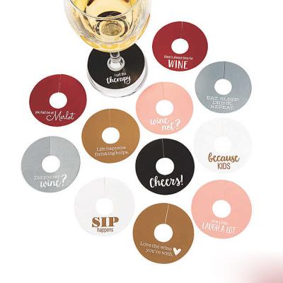 China paper & Custom Printing And Size Cardboard Round Funny Saying White Cardboard Paper Wine Label for sale