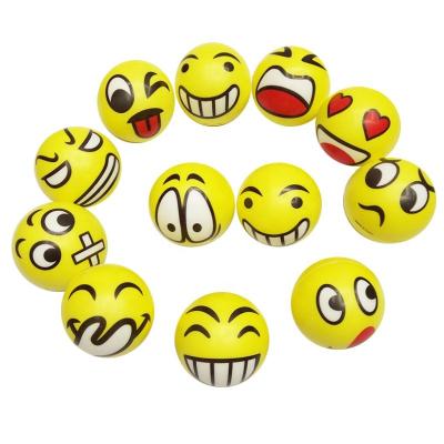 China Durable Promotional Anti Stress Ball PU Foam 6.3CM Smiley Face Stress Ball for sale