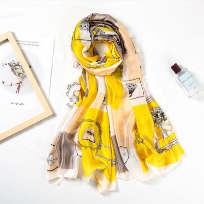 China New Fashion Neckscarf Women Silk Chiffon Head Scarf Customizable Hair Scarf With Custom Logo for sale