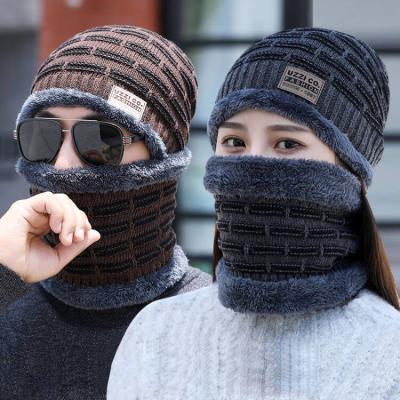 China JOINT Winter Men Fashionable Windproof Warmer Women Knitted Neck Cuff And Cap Sets for sale