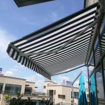 China Customizable Hot Sale Sunshade Aluminum Alloy Outdoor Acrylic Patio Windproof Motorized Retractable Tent Awning for sale