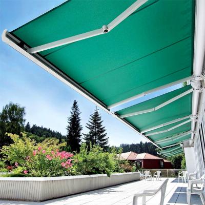 China Customized Waist Fabric Windproof Waterproof Metal Designs Foldable Canopy Shop Front Awning for sale