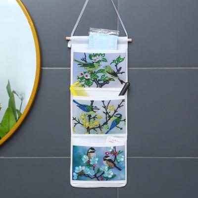 China DIY Bird in Tree Diamond Painting 3 Slot Storage Bag Door Hanging Bag DIY for sale