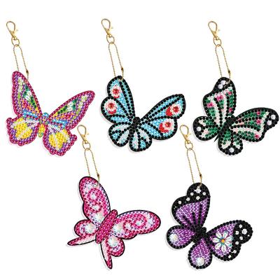 China DIY 2022 new arrive colorful diy double sided key drill crystal butterfly fashion accessories chain gift for sale