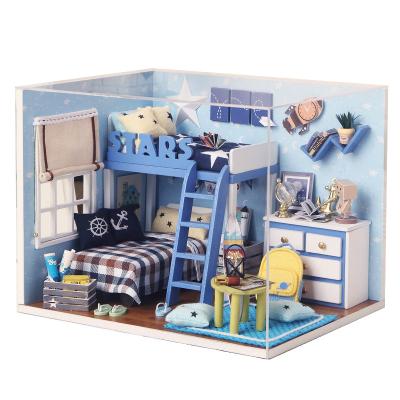 China Creative DIY TOY Children's Gift Pretend Furniture Toy Set Wooden Dollhouse Miniatures for sale