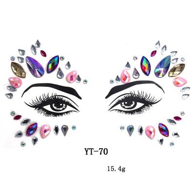 China Temporary Whole Sale Many Designs Colorful Glitter Face Rhinestone Decorative Sticker for sale