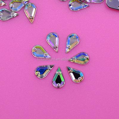 China Clear Edge And Corner 6*10mm AB Seam Crystal Rhinestones Drop Shape Acrylic Flatback Strass Crystal Applique Stones For Crafts for sale