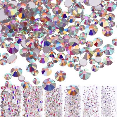 China Nail Art Rhinestones Beads ss4 ss5 ss6 ss8 ss10 ss12 Flatback ab crystals mixed sizes stone pack for nails decoration makeup stones for sale