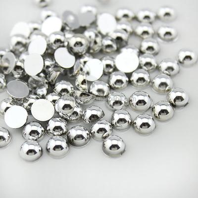 China Loose Beads Shining Silver and Gold Half Round FlatBack Pearl Beads ABS Fashion Decor Jewelry for Nail Art DIY Phone Dress Accessories for sale