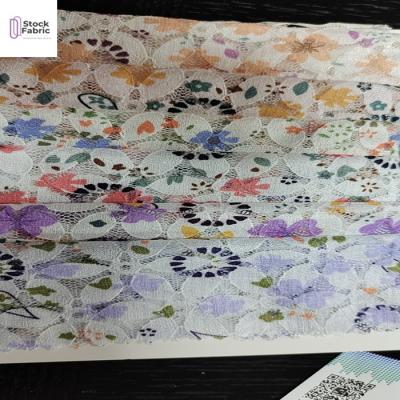 China Hot Selling Organic Nylon Spandex Lace Printing Batch Stock Fabric In China for sale