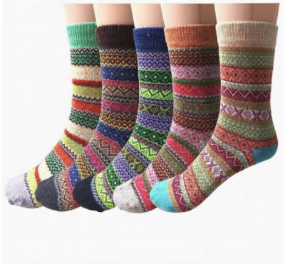 China Custom Women's Breathable Wool Socks Soft Vintage Cabin Warm Socks Thick Knit Cozy Winter Socks For Women for sale