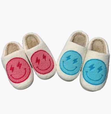 China Smiley Face Slippers Fuzzy Soft Cozy Plush Light Custom Cute Lightning Comfortable Non Slip Slip On Shoes For Women Men for sale