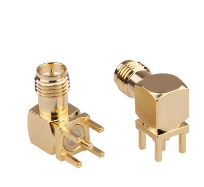 China Coaxial Sma RF Gold Plated SMA Male R/A Connector For PCB for sale